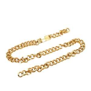 Chanel Logo Plate Chain Belt, Gold Plated, Women's CHANEL